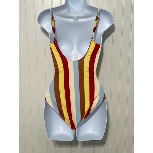 Solid & Striped Nina Multi Color‎ Striped One Piece Swimsuit Blue Red Yellow XS - Picture 5 of 12